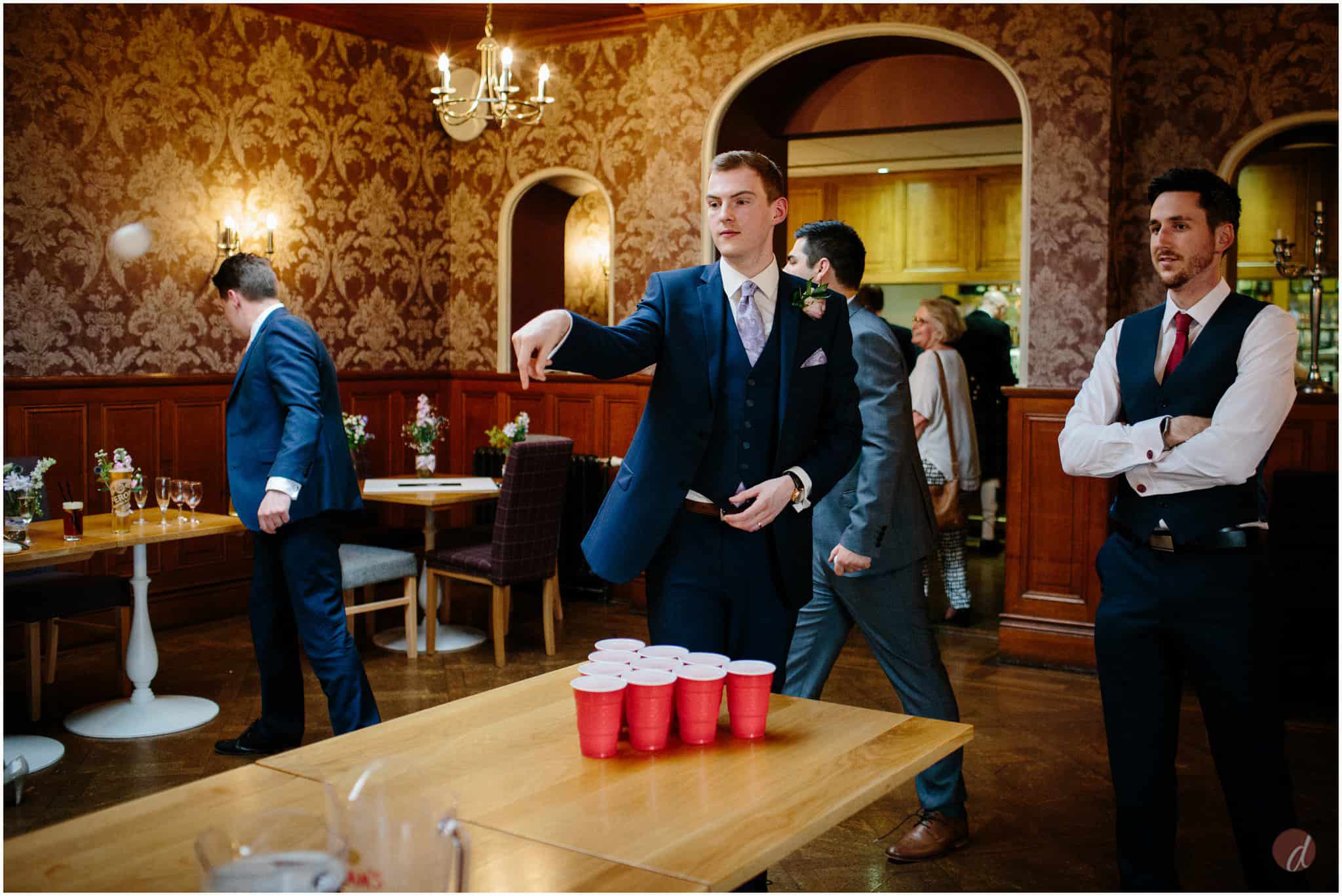 beer pong at wedding