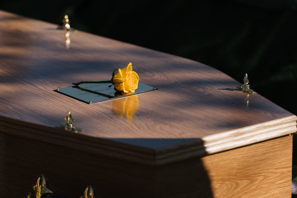coffin at funeral